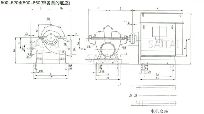 SOW中开泵（500-520 ~ 500-860）安装尺寸